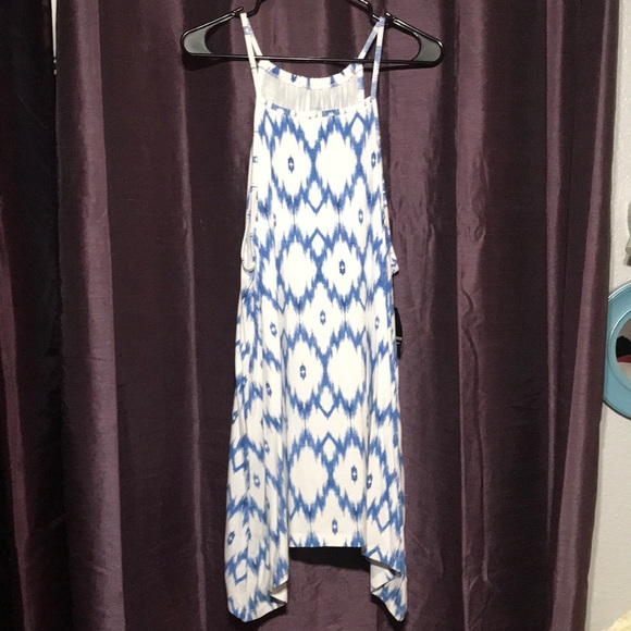 Blue and white high neck spring/summer top - Picture 1 of 4